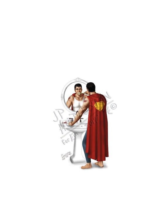Télécharger gratuitement Images Superheroes On Toilet Poster Superman Brushing Comic Book Art Etsy actualisé salutations