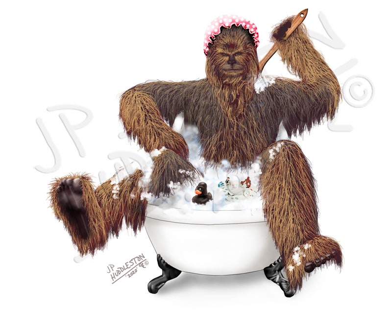 CHEWBACCA 1 Print CHEWIE Star Wars Bathroom Bathtub Print Darth Vader Princess Leia Luke Skywalker Yoda Han Solo Toilet Pooping Peeing image 1