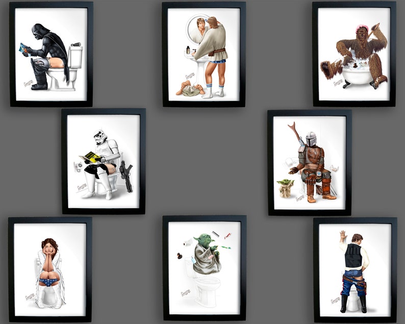 CHEWBACCA 1 Print CHEWIE Star Wars Bathroom Bathtub Print Darth Vader Princess Leia Luke Skywalker Yoda Han Solo Toilet Pooping Peeing image 9