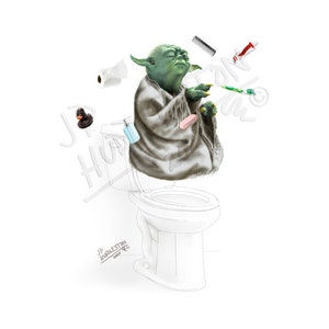 CHEWBACCA 1 Print CHEWIE Star Wars Bathroom Bathtub Print Darth Vader Princess Leia Luke Skywalker Yoda Han Solo Toilet Pooping Peeing image 6