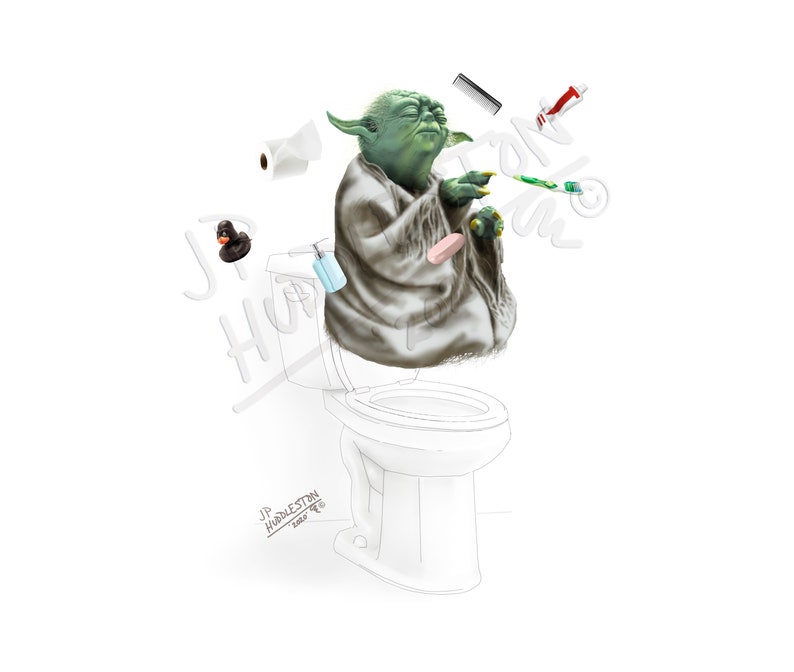 CHEWBACCA 1 Print CHEWIE Star Wars Bathroom Bathtub Print Darth Vader Princess Leia Luke Skywalker Yoda Han Solo Toilet Pooping Peeing image 6