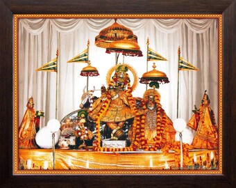 Radha-Govind HD Print in Brown Wood Frame