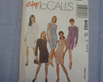 McCall's 8462 Misses' Dress, Top, Unlined Jacket and Straight Skirt Size 10, 12, 14 Bust 32 1/2, 34, 36  Inches Uncut Sewing Pattern 1996