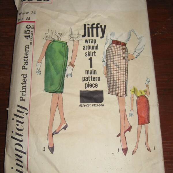 Misses' wrap around Skirt waist 24 inches hip 33 Simplicity Jiffy 4645 Cut sewing pattern