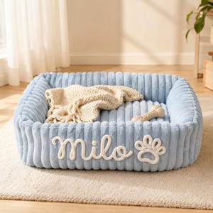 Custom Chenille Name Dog Bed, Personalized Corduroy Pet Bed, Pet Lover Gift, Pet Sofa