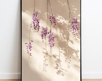 Orchidee Wall Art Print, bloemendecor, botanische muurkunst, paarse bloemenkunst, modern huisdecor, elegant muurdecor, natuurprint