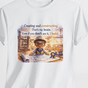 Creating and Constructing Brain Tee | Cute Engineer Kid Blueprint Design