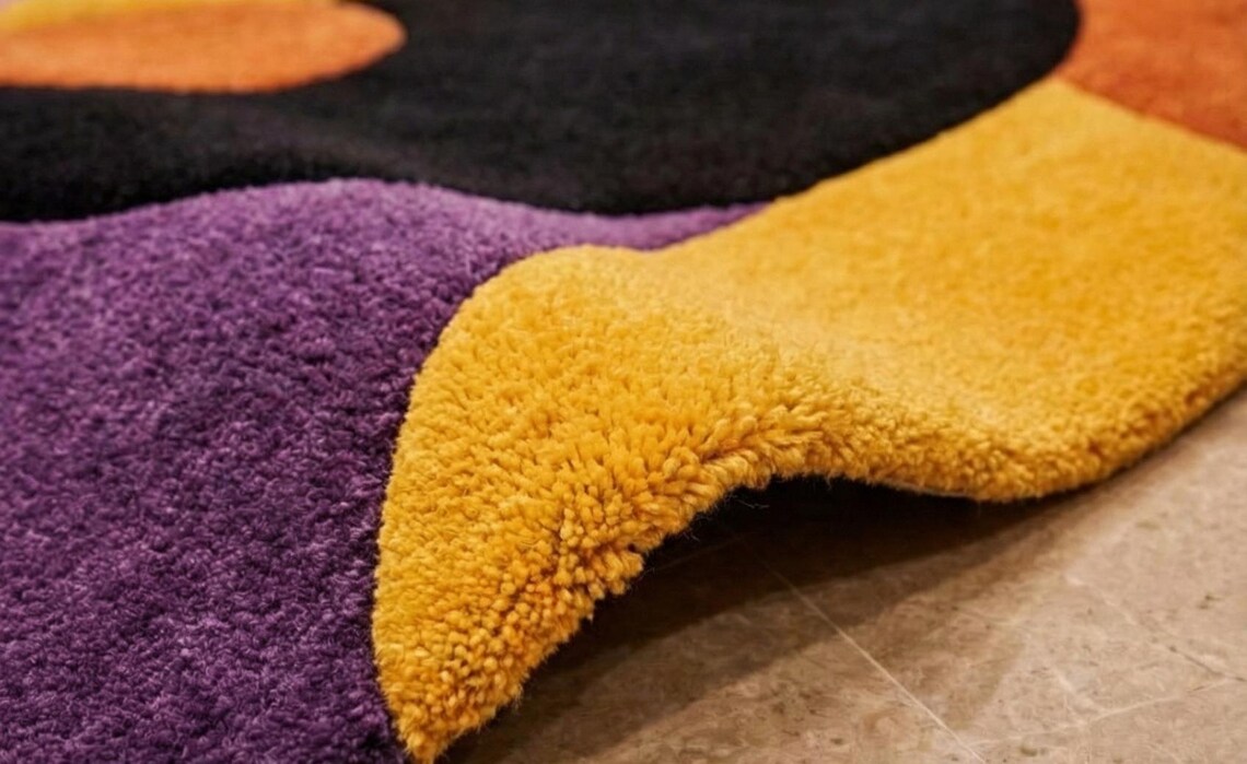 Hand Tufted Abstract Rug | Irregular Modern Art Carpet - Etsy