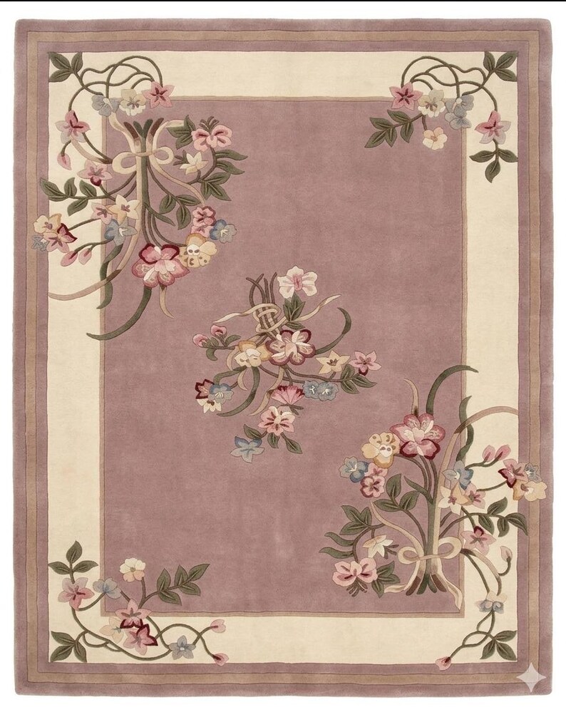 Hand Tufted Wool Floral Rug, Vintage Pastel Botanical Area Carpet ...