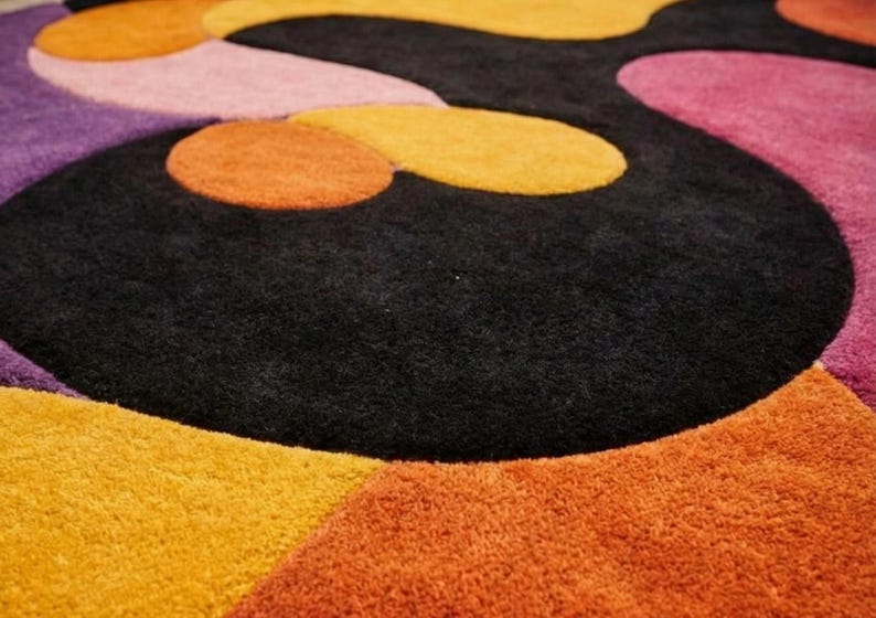 Hand Tufted Abstract Rug | Irregular Modern Art Carpet - Etsy
