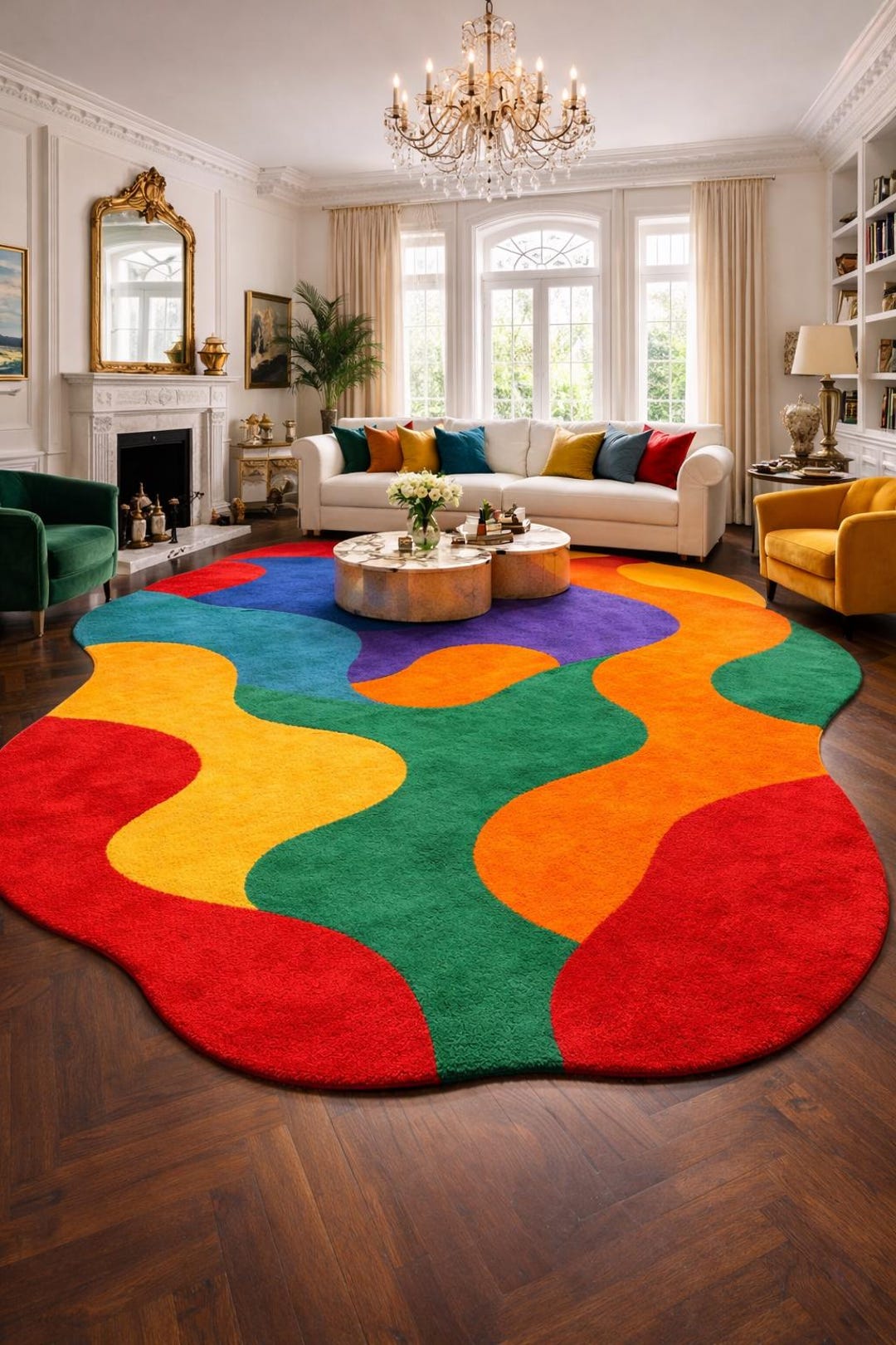 Amorph Rugs Hand Tufted Abstract Rug | Colorful Irregular Boho Carpet - Etsy