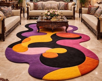 Hand Tufted Abstract Rug | Irregular Modern Art Carpet