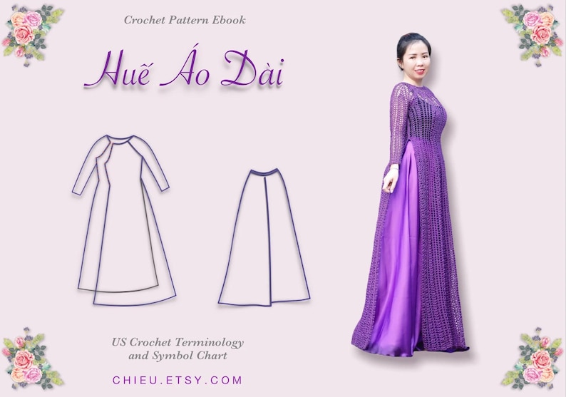PDF Hue Ao Dai, All Sizes, Crochet Pattern Ebook, US Terminology, Pants ...