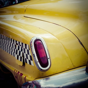 New York City Photography Antique Vintage Yellow Taxi Cab NYC Art Print Photo Vintage Rustic Industrial Boys Room Decor