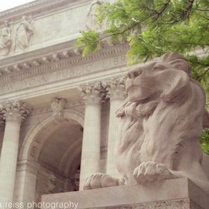New York Public Library Architecture Photography New York City Old Building Lion Columns Home Decor Beige Industrial Wall Art 5th Avenue NYC