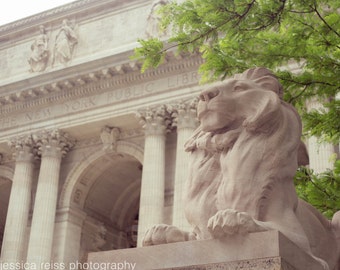 New York Public Library Architecture Photography New York City Old Building Lion Columns Home Decor Beige Industrial Wall Art 5th Avenue NYC
