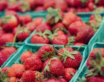 Farmers Market Strawberries Photography Kitchen Dining Room Wall Art Red Fruit Home Decor Union Square Farmers Market NYC New York City Food