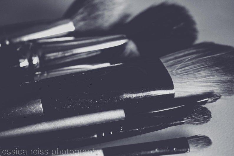 Black and White Makeup Brushes Art Print Makeup Girly Etsy