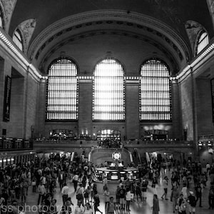 New York City Photography Grand Central Station Art Print NYC Photo Black and White Industrial Vintage Modern Home Decor Train Station