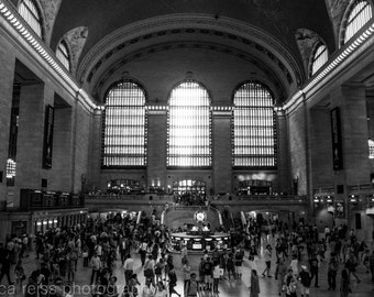 New York City Photography Grand Central Station Art Print NYC Photo Black and White Industrial Vintage Modern Home Decor Train Station