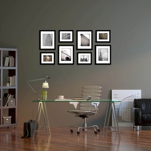 Set of 8 Black and White Iconic New York City Landmark Art Prints NYC Photography Industrial Architecture Print Set Manhattan Buildings