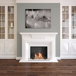 Black and White Gallery Wrap Canvas Wine Glasses Photography Art Print Large Wall Art Decor Kitchen Dining Room Bar Cafe Art Ready To Hang