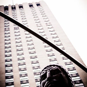 Black and White Rockefeller Center Atlas Statue Art Print Photo NYC New York City Manhattan Iconic Industrial Modern Home Decor