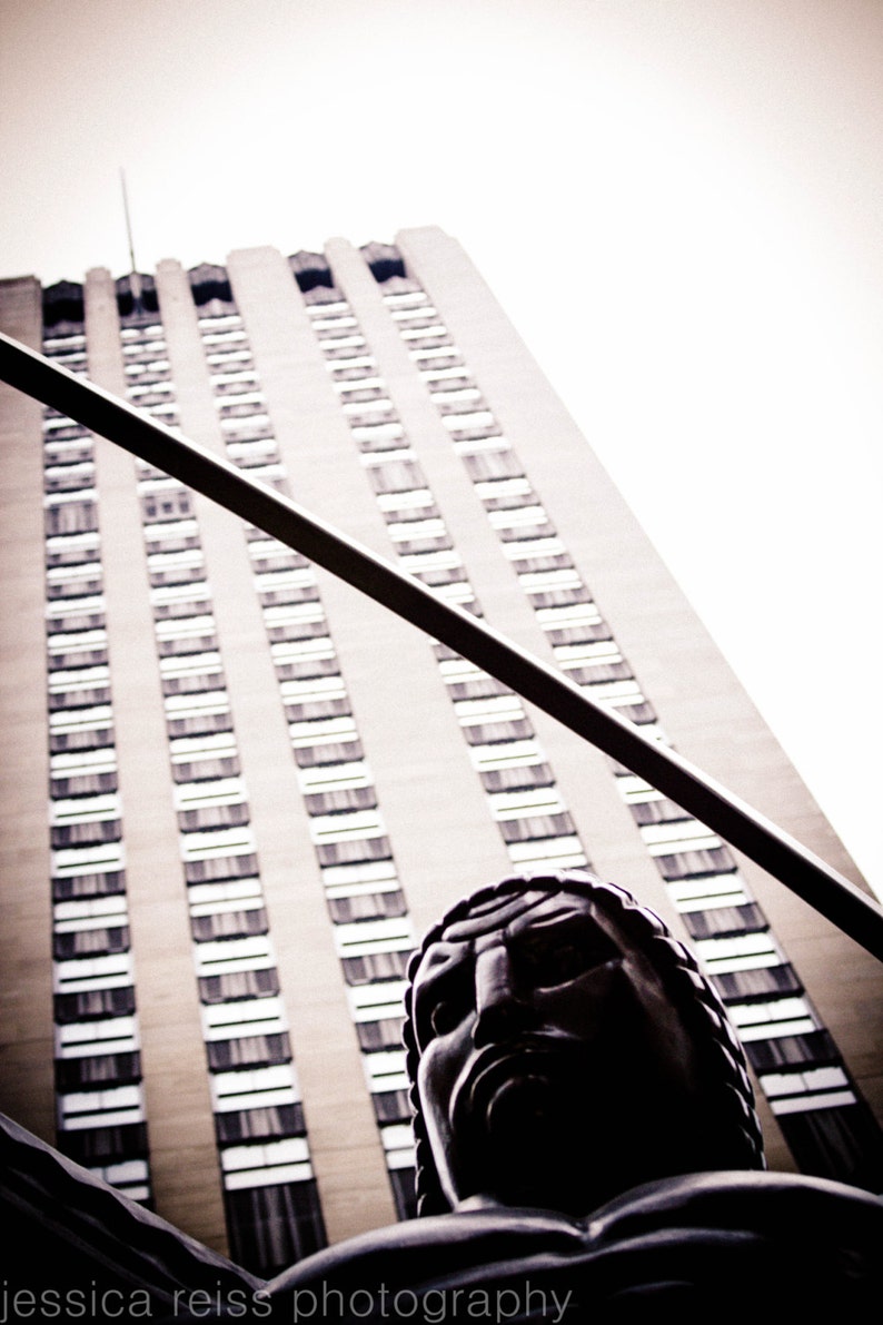 Black and White Rockefeller Center Atlas Statue Art Print Photo NYC New York City Manhattan Iconic Industrial Modern Home Decor image 1