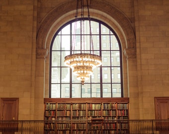 New York Public Library Architecture Photography New York City Art Print Chandelier Books New York City Home Decor NYC Wall Art