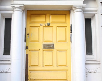 Yellow Door Art Print Georgian Architecture Photography Old Vintage Industrial Art Print Yellow Home Decor Dublin Ireland