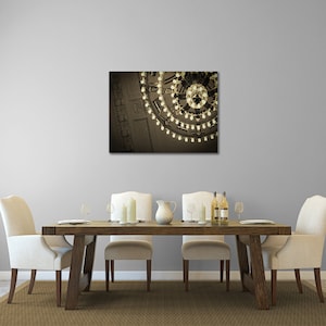 Sepia Grand Central Chandelier Gallery Wrap Canvas Ready to Hang Large Wall Art Grand Chandelier Photography Home Decor Dining Living Room