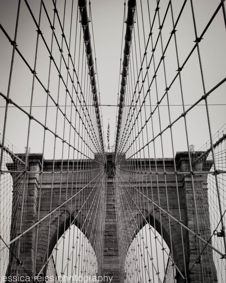Black and White Brooklyn Bridge Art Print NYC New York City Iconic ...