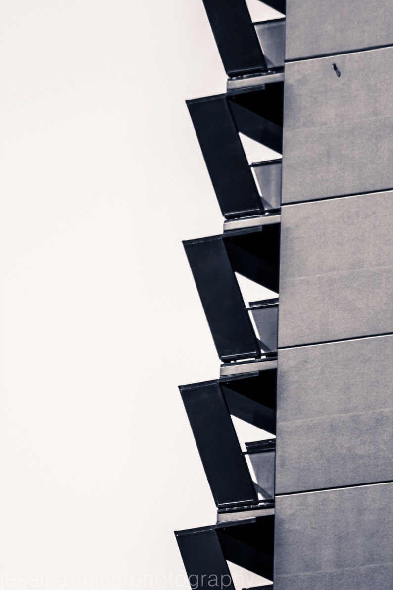 Black and White Architectural Abstract Minimalist Photography Minimal Zigzag Architectural Detail Industrial Art Print Modern Home Decor image 1