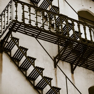 Vintage Black and White Fire Escape Art Print New York City Photography Industrial Rustic Home Decor Architecture Art