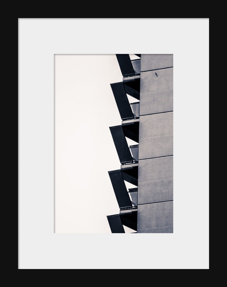 Black and White Architectural Abstract Minimalist Photography Minimal Zigzag Architectural Detail Industrial Art Print Modern Home Decor image 2