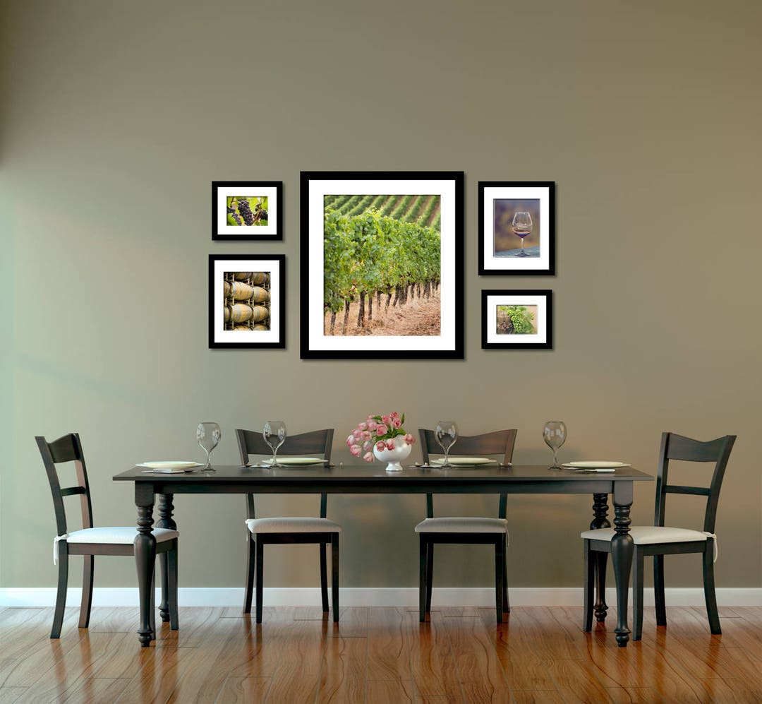 Set of 5 Wine Photographs Vineyard Art Prints Winery Home Decor Wine ...