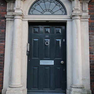 Black Georgian Architecture Door Art Print Dublin Ireland Photography Neutral Industrial Rustic Home Decor