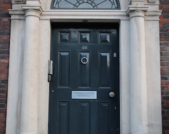 Black Georgian Architecture Door Art Print Dublin Ireland Photography Neutral Industrial Rustic Home Decor