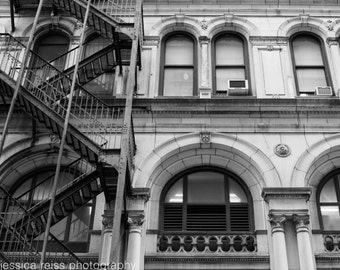 Black and White Financial District Architecture Art Print Fire Escape Photography New York City NYC Industrial Urban Home Decor Wall Art