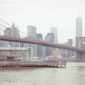 Brooklyn Bridge Jane's Carousel NYC Skyline New York City Photograph Freedom Tower Brooklyn New York Industrial Urban Home Decor Wall Art image 1