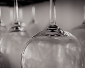 Black and White Wine Glasses Wine Lovers Photography Art Print Wall Art Decor Kitchen Dining Room Bar Cafe Art Modern Industrial Art