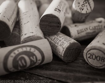 Black and White Wine Corks Wine Lovers Photography Art Print Wall Art Decor Kitchen Dining Room Bar Cafe Art Modern Industrial Art