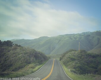 Pacific Coast Highway Empty Road Art Print California PCH Photography Mountains Scenic Drive Art Modern Nature Living Room Home Decor