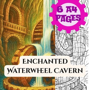 Förtrollad underjordisk vattenhjulsgrotta säsong 2 målarbilder | Direkt nedladdning (vuxen målarbild i PDF-format)