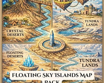 Fantasy Sky Islands Map Mini Pack | Luminari Worldbuilding (PDF 8 pages)