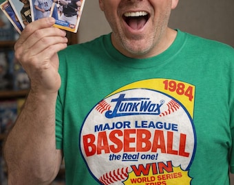 Camiseta con el logotipo retro de las tarjetas de béisbol Junk Wax de 1984 / Gráfico de béisbol vintage