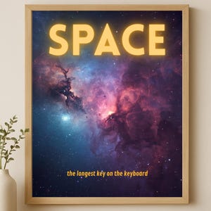 Funny Space Wall Art Print – Deadpan Cosmic Poster, Digital Download Printable, Minimalist Home Decor