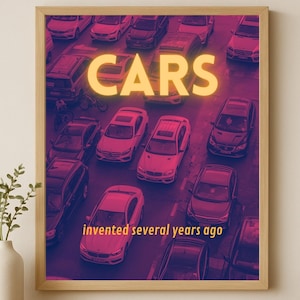 Funny Car Wall Art – Deadpan Traffic Poster, Urban, Digital Download, Modern Minimalist Home Decor