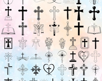 Paquete SVG de cruz cristiana, adorno religioso de cruz de Jesús, SVG de la Natividad, SVG de la Biblia, cruz de oración, archivos Cricut de Glowforge, decoración cristiana