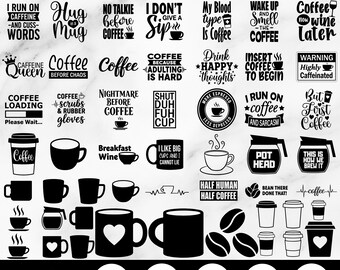 Coffee Svg, Coffee Cup Svg, Coffee Svg Bundle, Coffee Clipart, Mug Svg Bundle, Coffee vector, Silhouette, Cut File, Cricut, Digital download